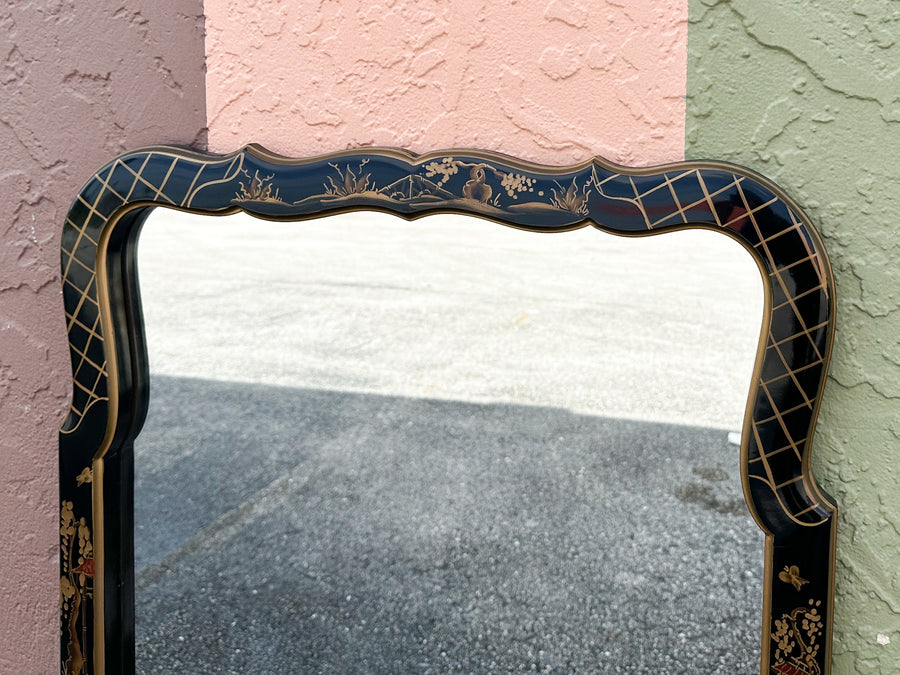 Black Chinoiserie Pagoda Mirror