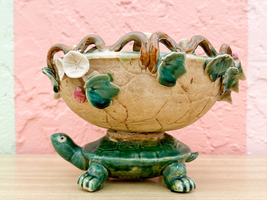 Majolica Turtle Cachepot