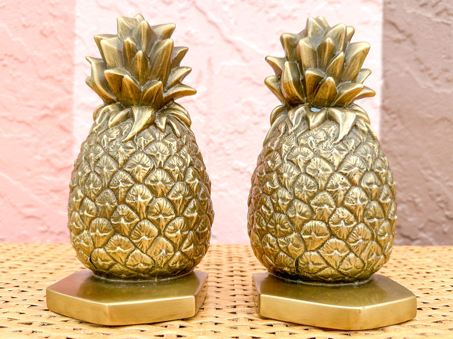 Pair of Brass Pineapple Bookends