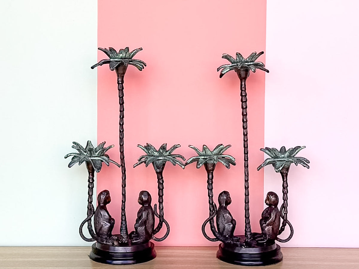 Pair of Monkey Candle Holders