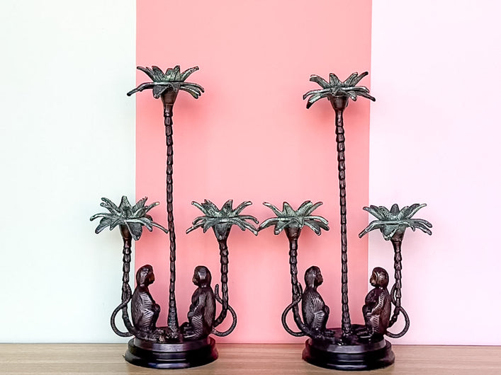 Pair of Monkey Candle Holders