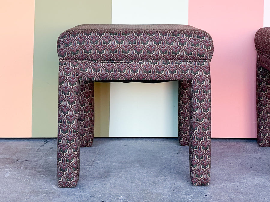 Pair of Upholstered Parsons Style Stools
