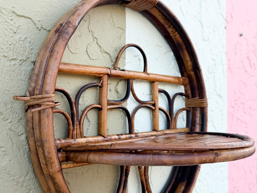 Round Bamboo Wall Shelf