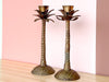 Pair of Brass Palm Tree Candlesticks