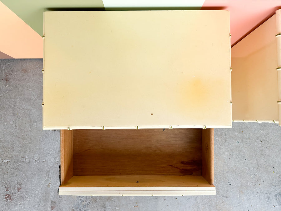 Pair of Drexel Faux Bamboo Nightstands