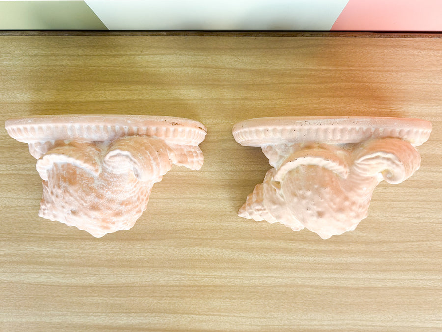 Pair of Plaster Wall Shell Shelves