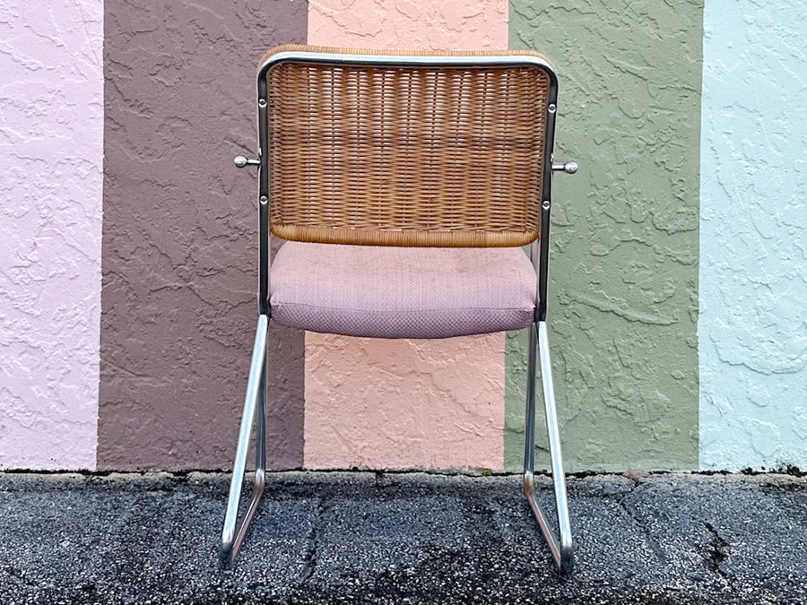 MCM Chrome and Wicker Dining Set