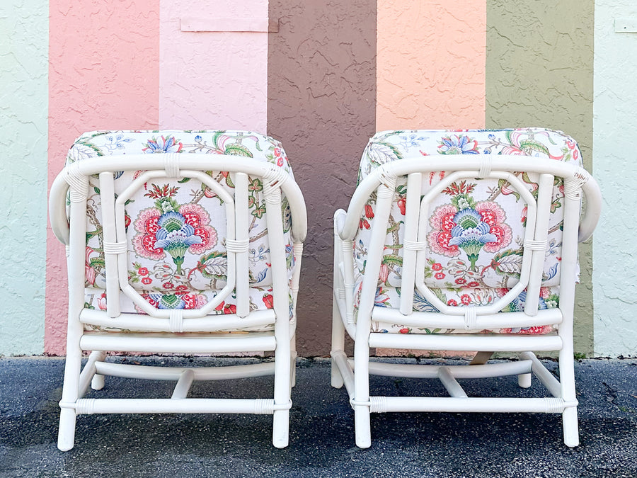 Pair of Ficks Reed Rattan Lounge Chairs