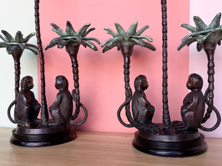 Pair of Monkey Candle Holders