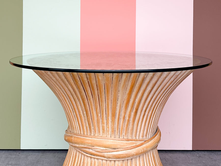 McGuire Sheaf of Wheat Rattan Side Table