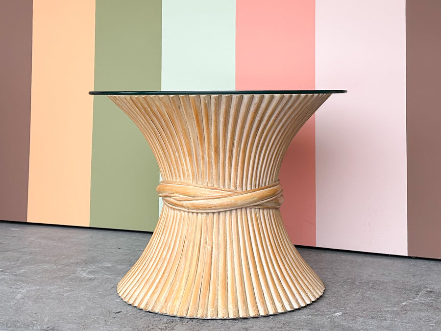 McGuire Sheaf of Wheat Rattan Side Table