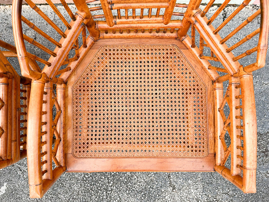 Pair of Tortoiseshell Rattan Brighton Style Chairs