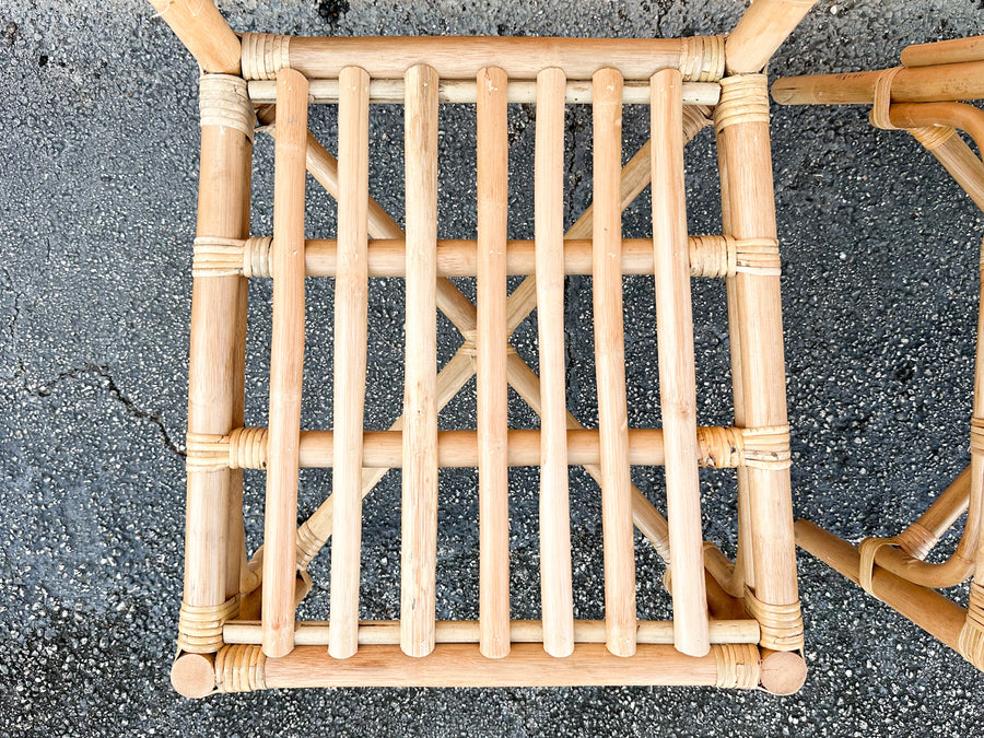 Pair of Modern Rattan Chippendale Side Chairs