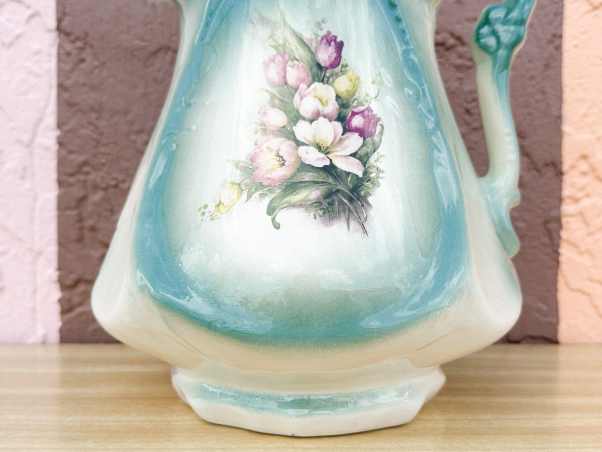 Turquoise Pitcher with Tulips