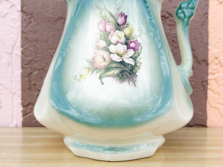 Turquoise Pitcher with Tulips