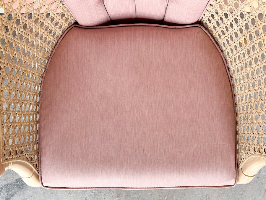 Pair of Faux Bamboo Cane Barrel Chairs