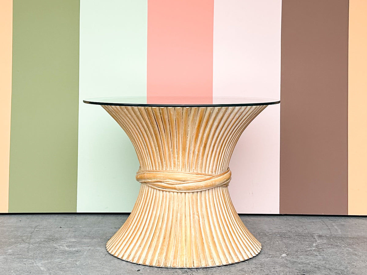 McGuire Sheaf of Wheat Rattan Side Table