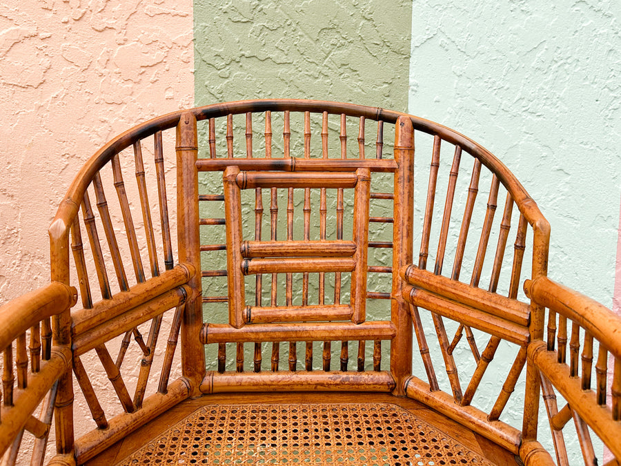 Pair of Tortoiseshell Rattan Brighton Style Chairs