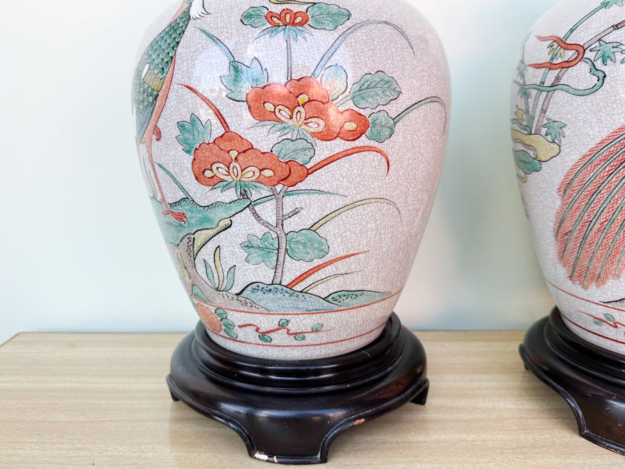 Pair of Chinoiserie Chic Bird Lamps