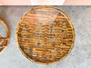 Pair of Tortoiseshell Rattan Drum Side Tables