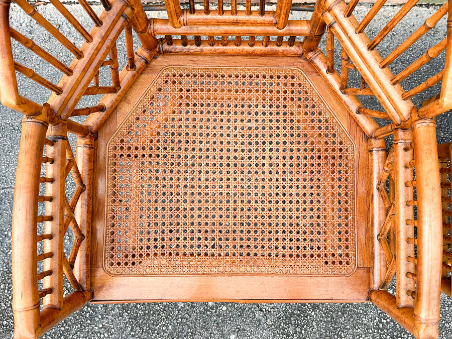 Pair of Tortoiseshell Rattan Brighton Style Chairs