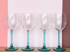 Set of Ten Teal Wine Glasses