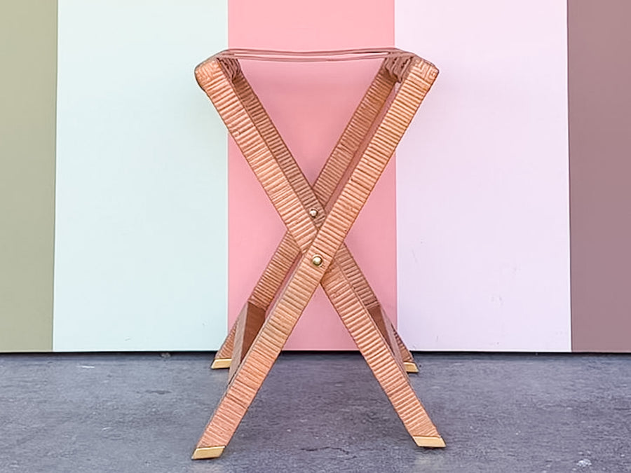 Rattan Wrapped Luggage Rack