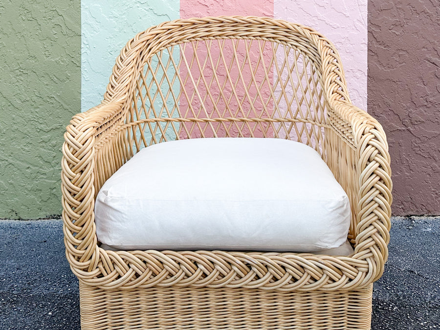 Bielecky Brothers Braided Rattan Lounge Chair