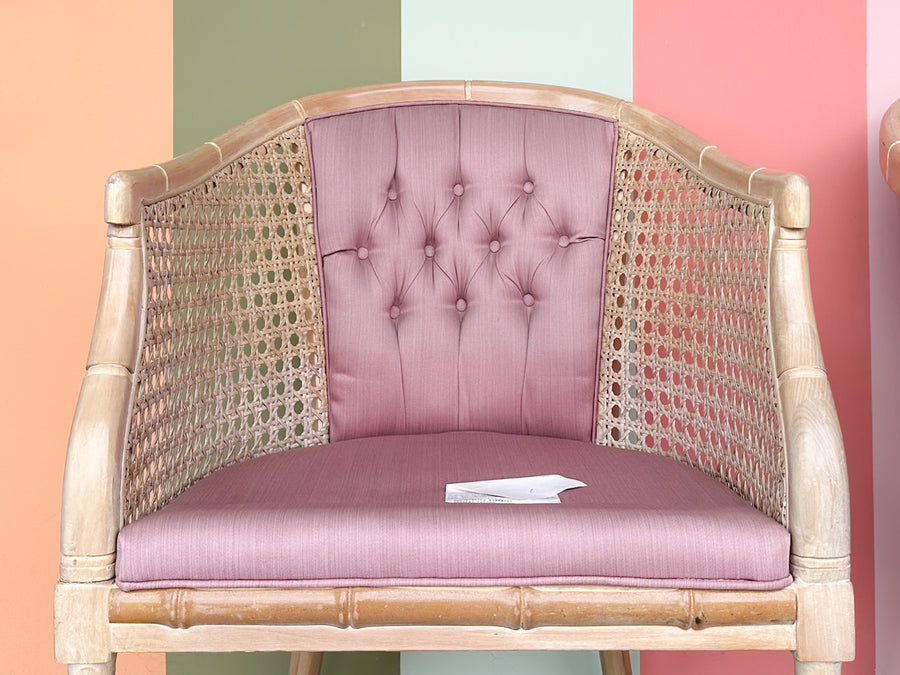 Pair of Faux Bamboo Cane Barrel Chairs