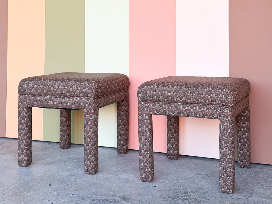 Pair of Upholstered Parsons Style Stools