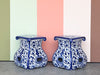Pair of Blue and White Garden Seats
