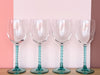 Set of Ten Teal Wine Glasses
