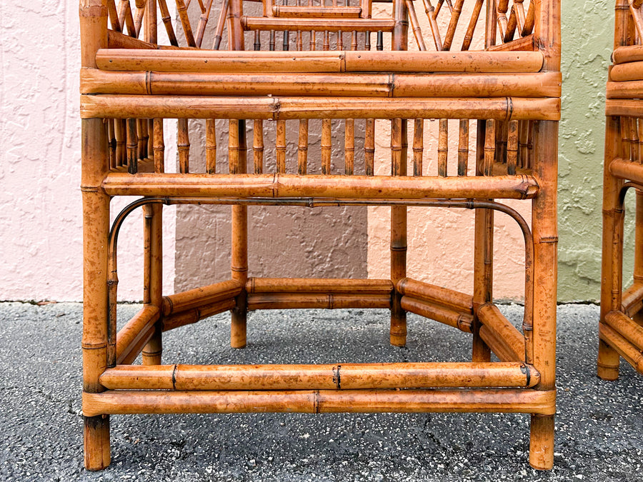 Pair of Tortoiseshell Rattan Brighton Style Chairs