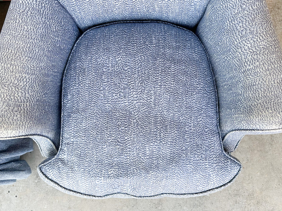 Pair of Blue and White Upholstered Pagoda Chairs