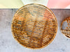 Pair of Tortoiseshell Rattan Drum Side Tables