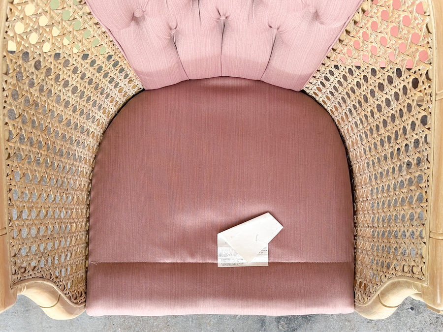 Pair of Faux Bamboo Cane Barrel Chairs