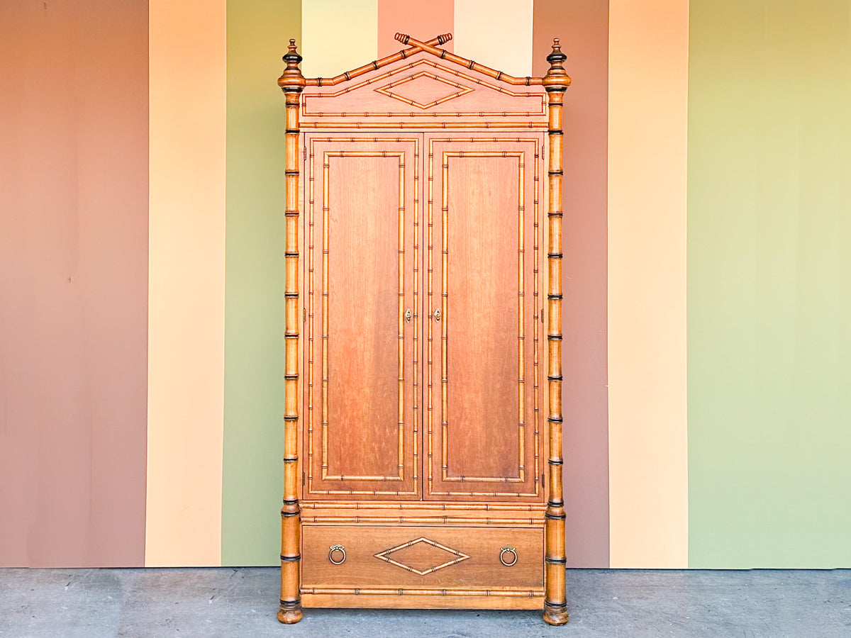 Handsome Faux Bamboo Armoire