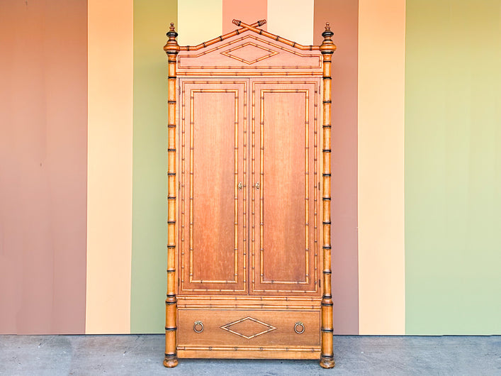 Handsome Faux Bamboo Armoire