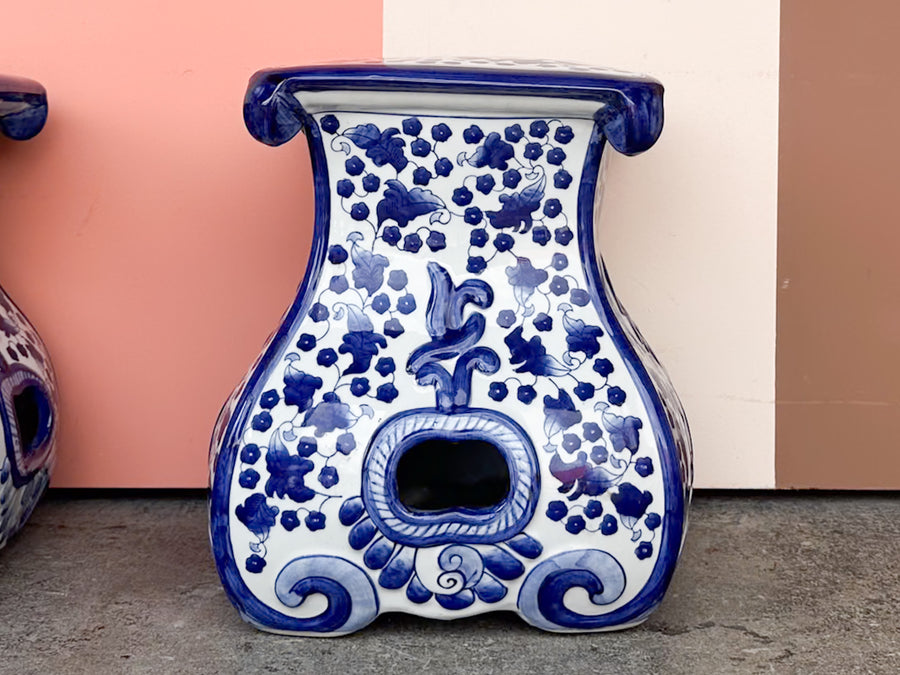 Pair of Blue and White Garden Seats