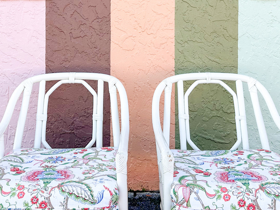 Pair of Ficks Reed Rattan Lounge Chairs