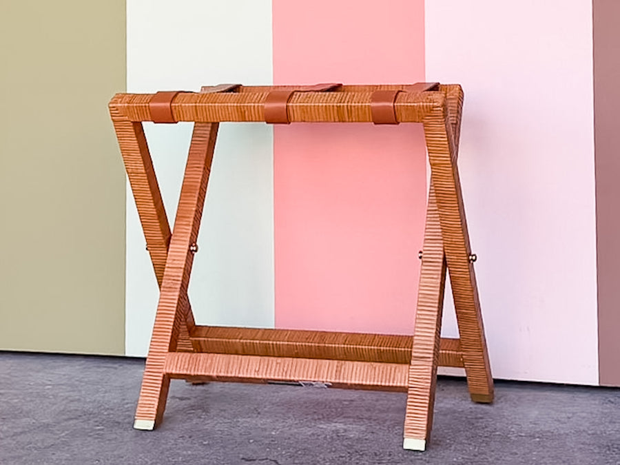 Rattan Wrapped Luggage Rack