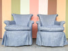 Pair of Blue and White Upholstered Pagoda Chairs