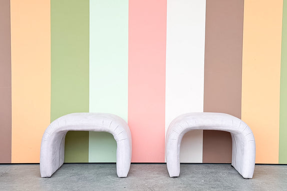 Pair of Upholstered Waterfall Stools