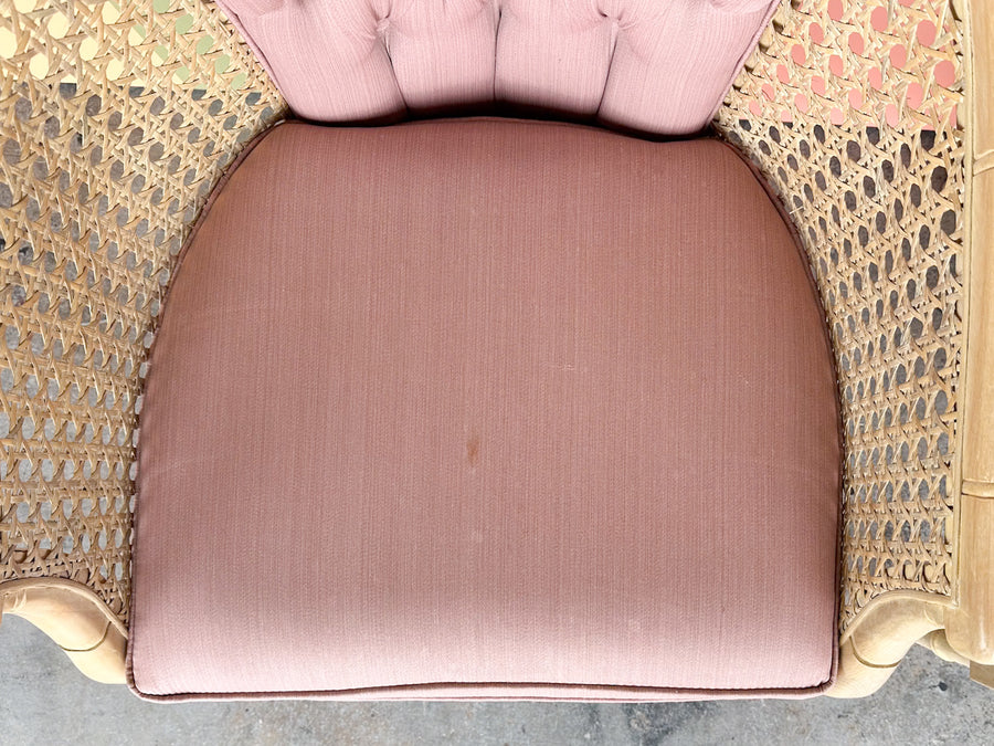 Pair of Faux Bamboo Cane Barrel Chairs