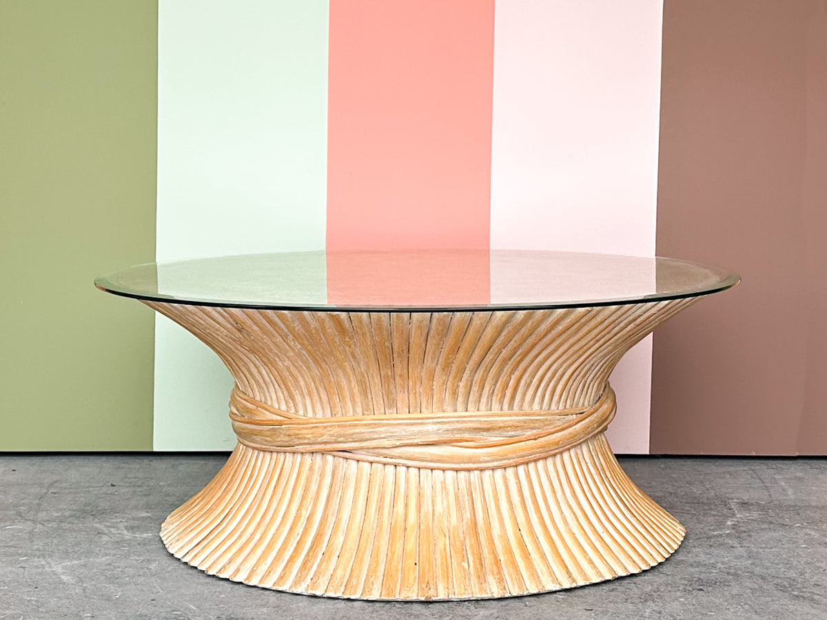 McGuire Sheaf of Wheat Rattan Coffee Table