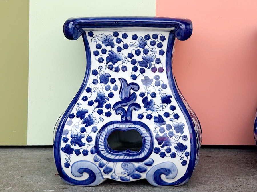 Pair of Blue and White Garden Seats