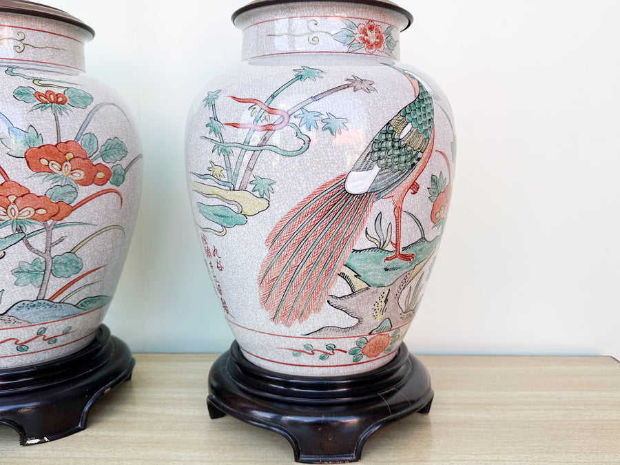 Pair of Chinoiserie Chic Bird Lamps
