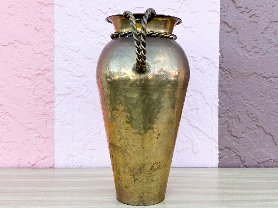 Brass Vase with Braided Handles