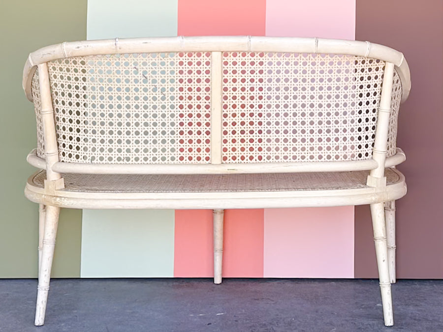 Faux Bamboo and Cane Bench