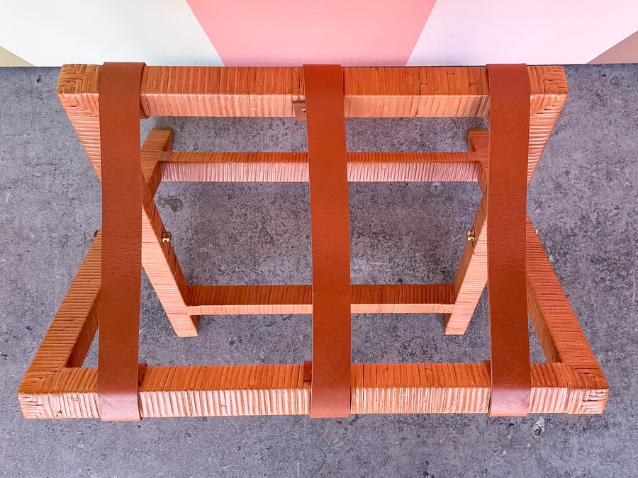 Rattan Wrapped Luggage Rack